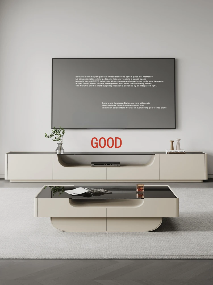 

Light Luxury High Sense Stone Plate TV Stand Combination Modern Simple Home Floor Living Room Coffee Table