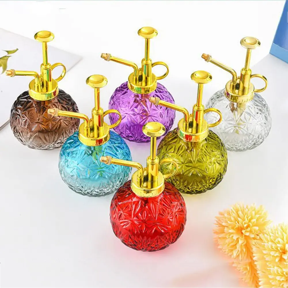 

240ML Plant Sprinkler Kettle Embossed Glass Push-type Watering Spray Bottle High Atomization Nozzle Candy Colored Watering Pot