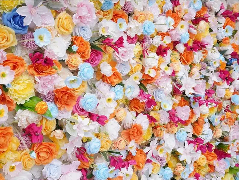 5D Autume Rose Artificial Flower Wall Wedding Backdrop Fabric Floral Plant Wall Window Display Event Party Prop Flower Row Decor