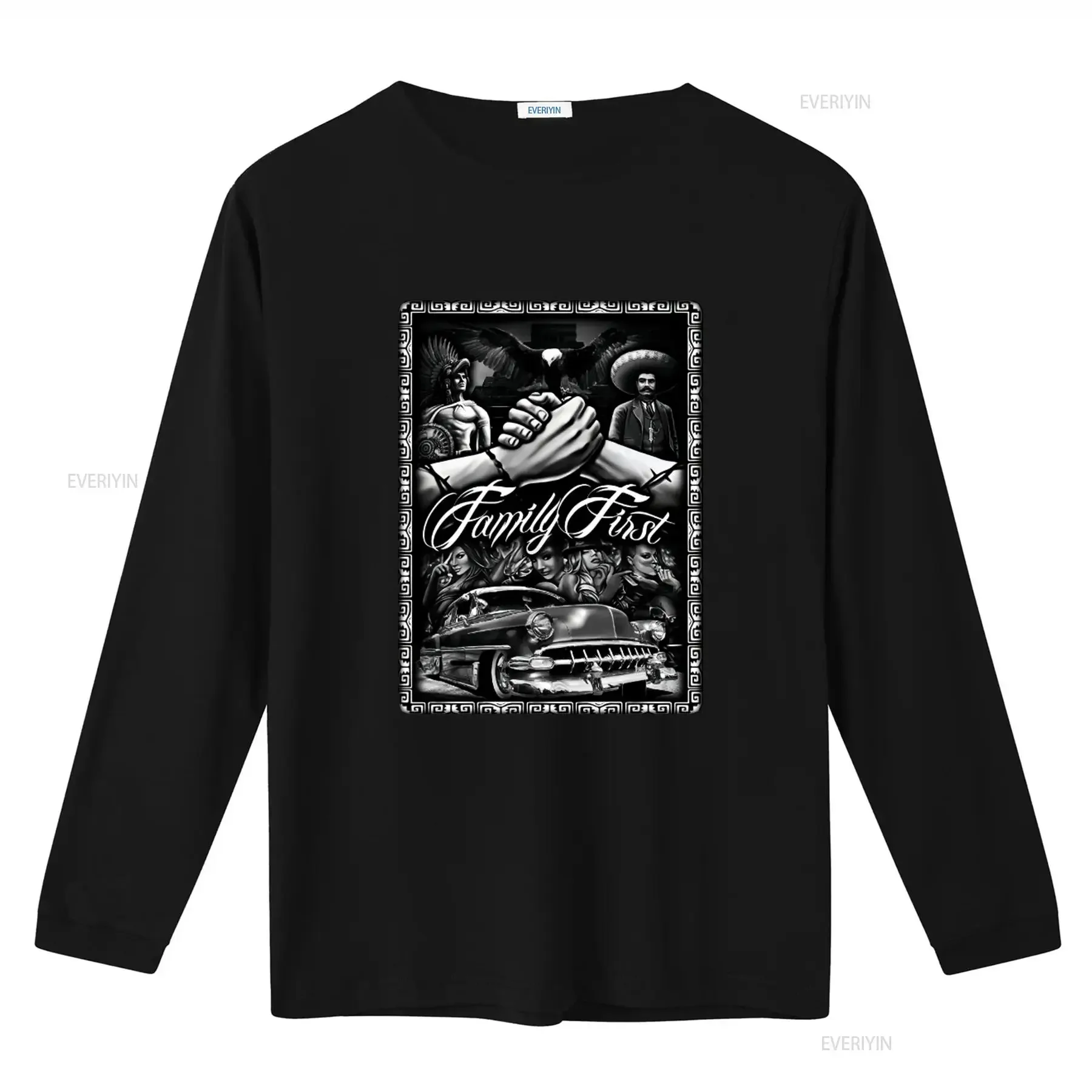 Family First Chicano Low Rider Mens Heavyweight T Shirt Unique Design on Shaka Wear vintage Washed Breathable Comfortable view 2