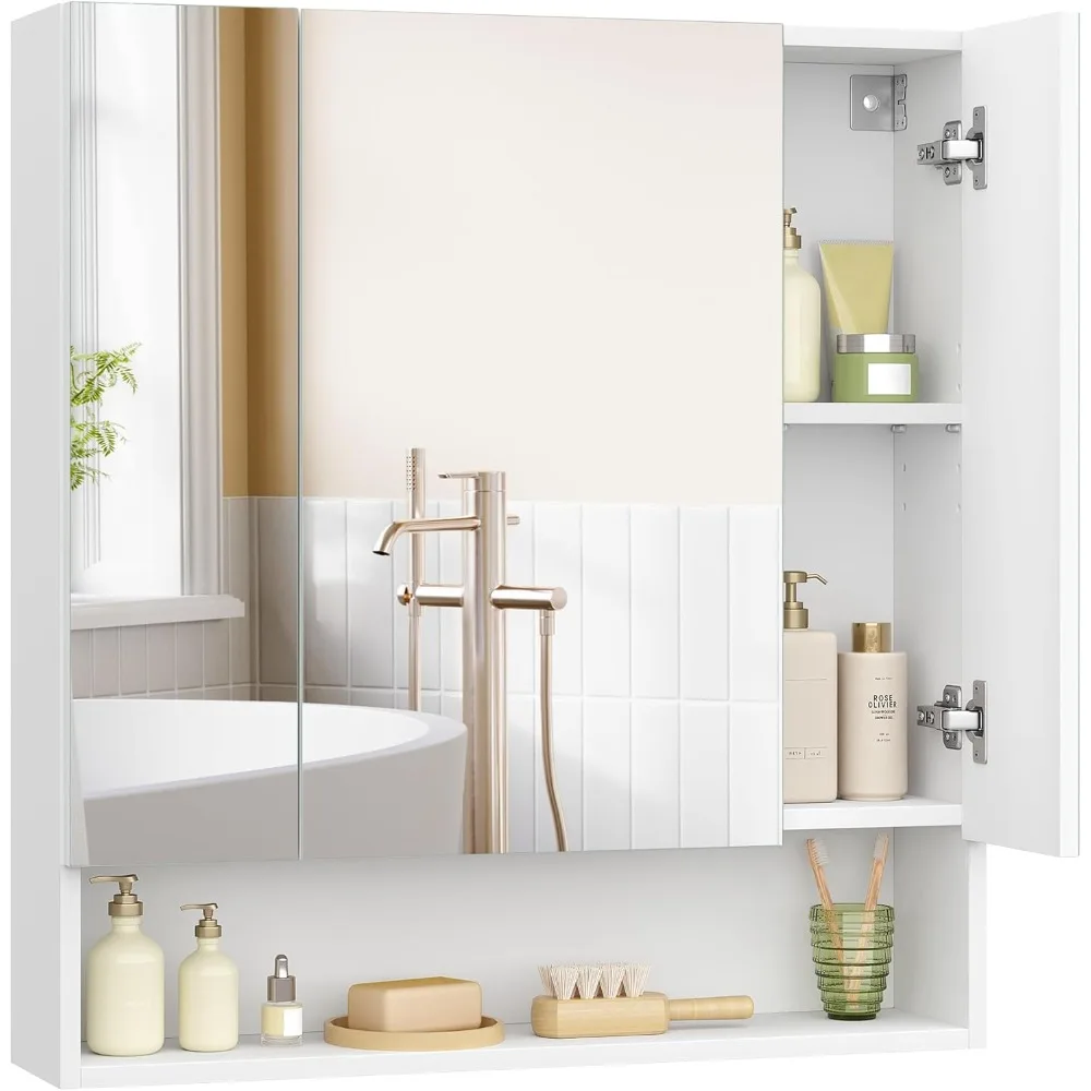 

KAILYN Collection - Medicine Cabinet Mirror, Bathroom Wall Mirror Cabinet with Storage, Open Compartment, Adjustable Shelves, 6
