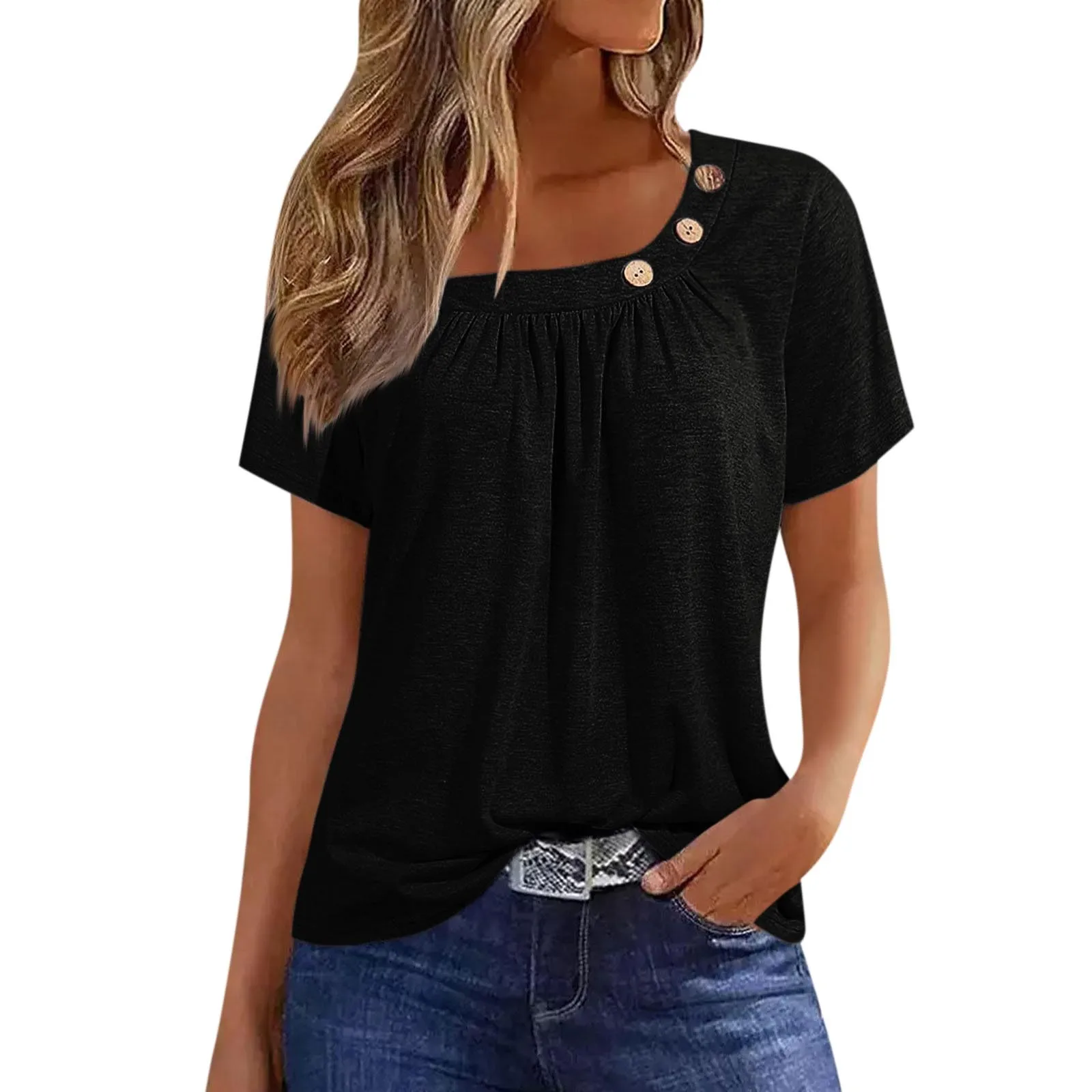 

Summer Tops For Women Solid Color For Women O-Collar Short Sleeve Comfy Womens Tops T Shirts Camisas Mujer Elegantes Y Juveniles