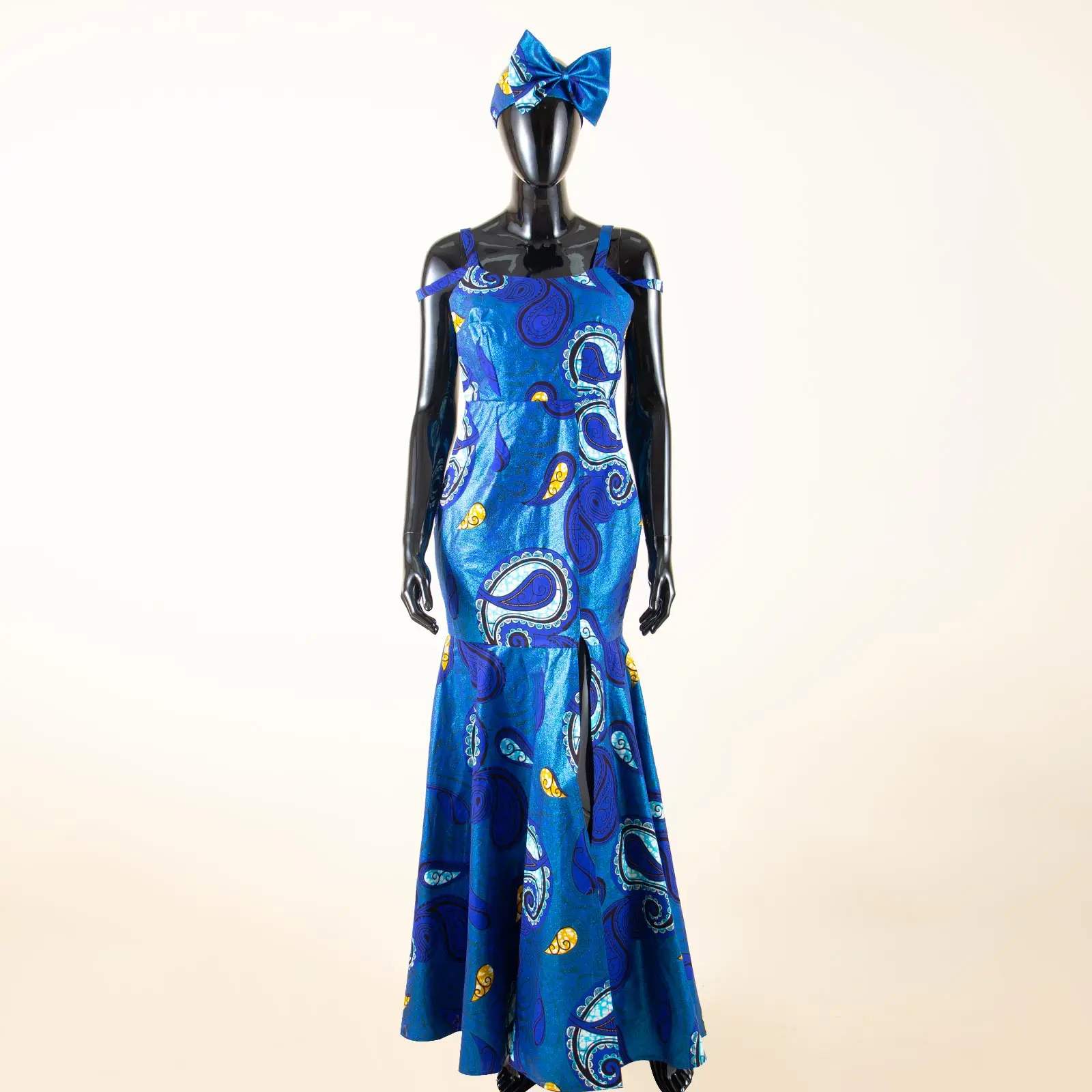 African Fashion Dresses for Women Sexy Bazin Riche Halter Skirt with Bow Headband Party Vestidos Clothes A2325073