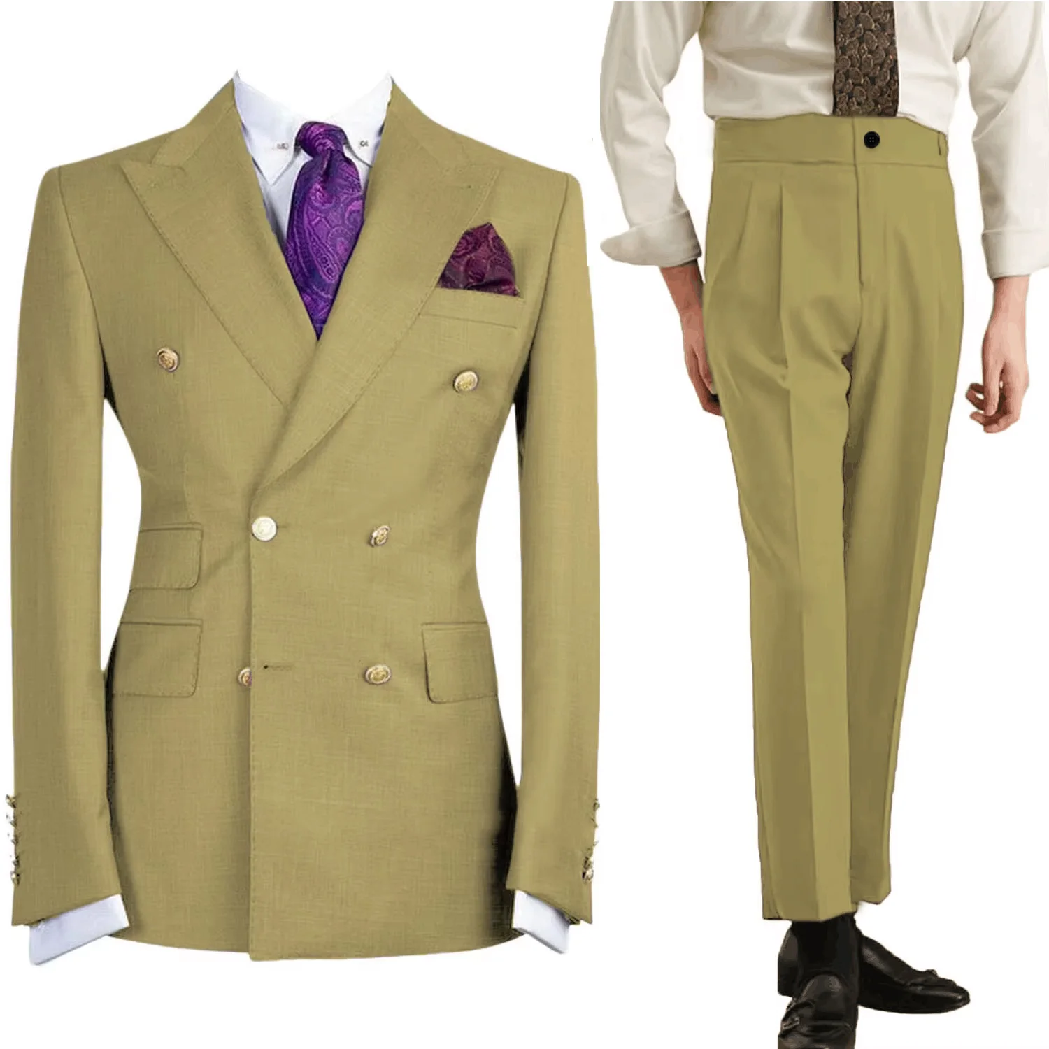 ชุดสูทผู้ชายสีม่วงอ่อนแบบสั่งตัด เสื้อเบลเซอร์กระดุมสองแถว แจ็คเก็ตสำหรับงานเลี้ยงอาหารค่ำ สไตล์หรูหรา ทรงเข้ารูป สำหรับงานแต่งงาน/ธุรกิจ