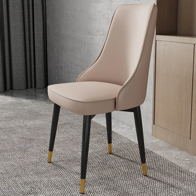 

Beige Modern Dining Chairs Luxury Kitchen Trendy Faux Leather Dining Chairs European Upholstered Chaises Manger Furnitures