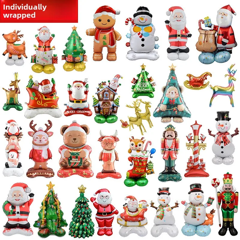 

Super Large Christmas Balloon Three-dimensional Balloon Base Standing Santa Sleigh Deer Christmas Tree Christmas Decorations