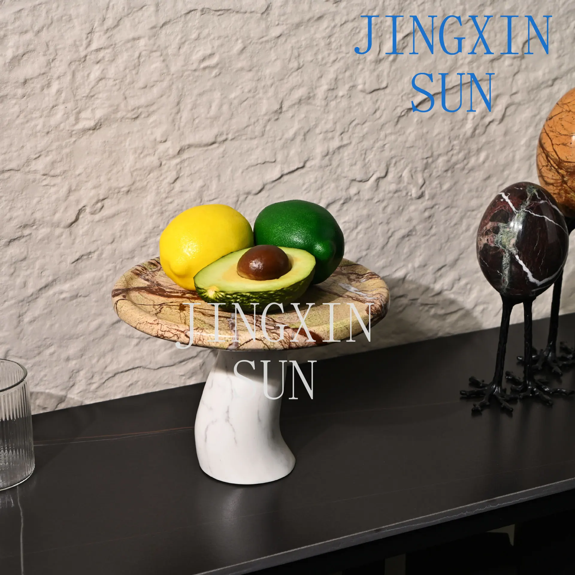 Marble art fruit plate light luxury modern style reception desk decoration