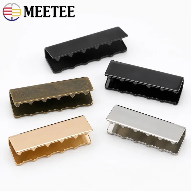 50Pcs 20-60mm Zinc Alloy Webbing End Clips Serrated Tail Clamps for Strap Tip Finishing Belt Ribbon Termination Repair Hardware