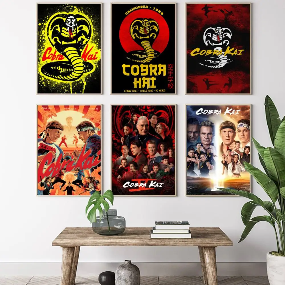 Póster de Película de Comedia de Kung Fu Estadounidense, Cobra Kai, Arte HD, Adhesivo para Pared, Impermeable, Decoración Estética para Sala de Estar, Dormitorio, Bar