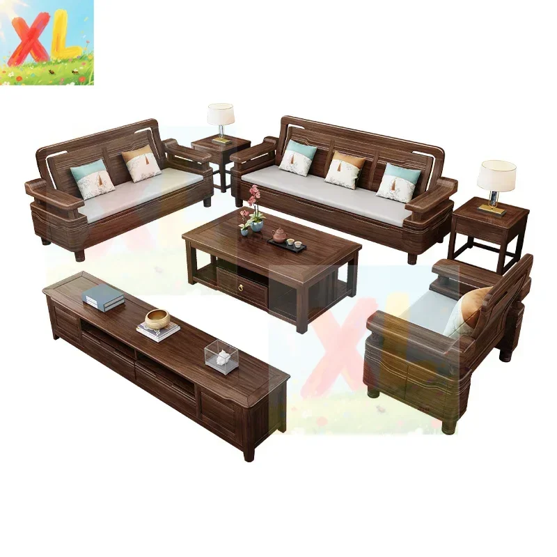 

Purple gold sandalwood new Chinese solid wood sofa 1 + 2 + 3 combination winter and summer dual-purpose three-person small apart