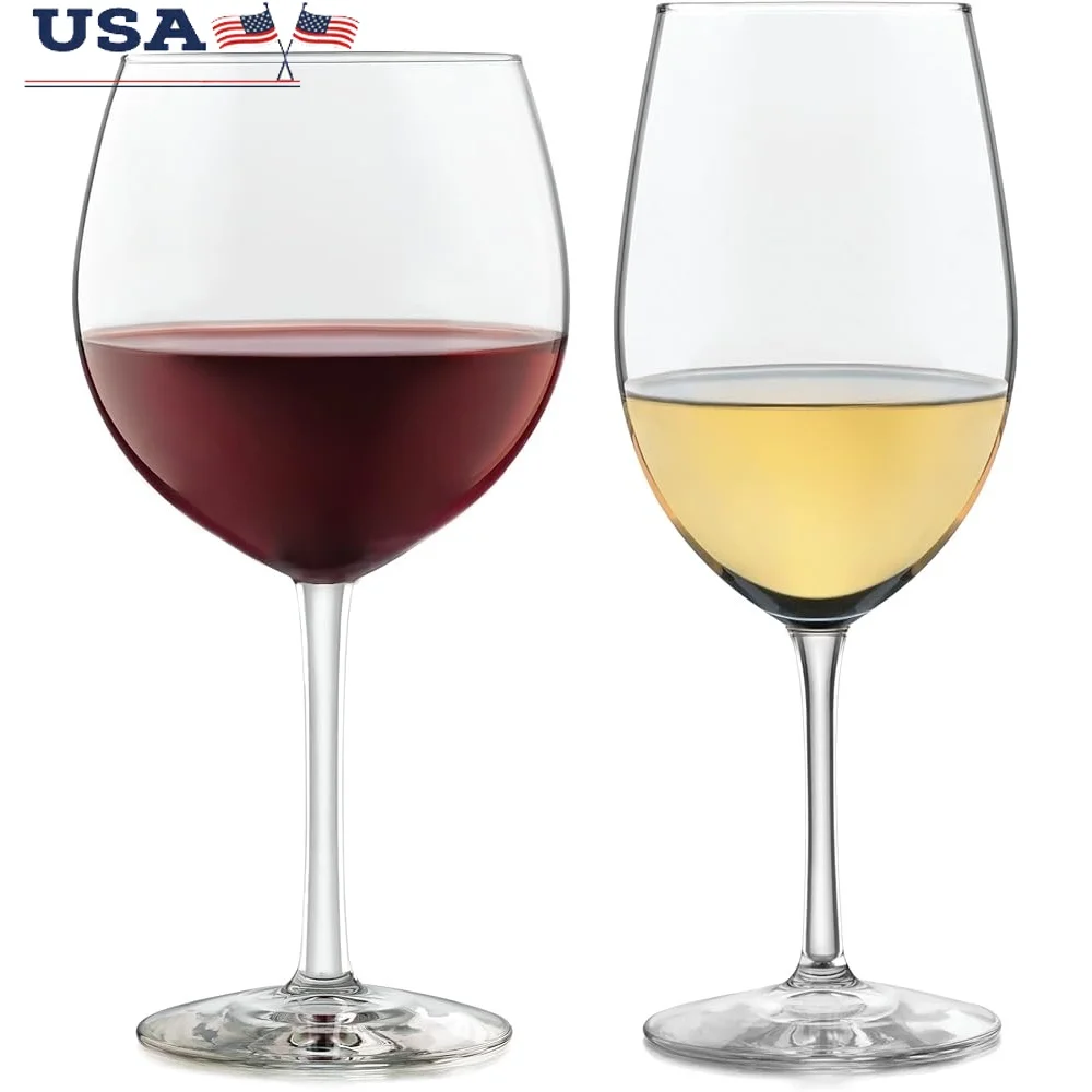 

Set of 8 Clear Wine Glasses Red and White Wine Enhanced Tasting Experience Durable Dishwasher Safe Lead Free Perfect Gifts
