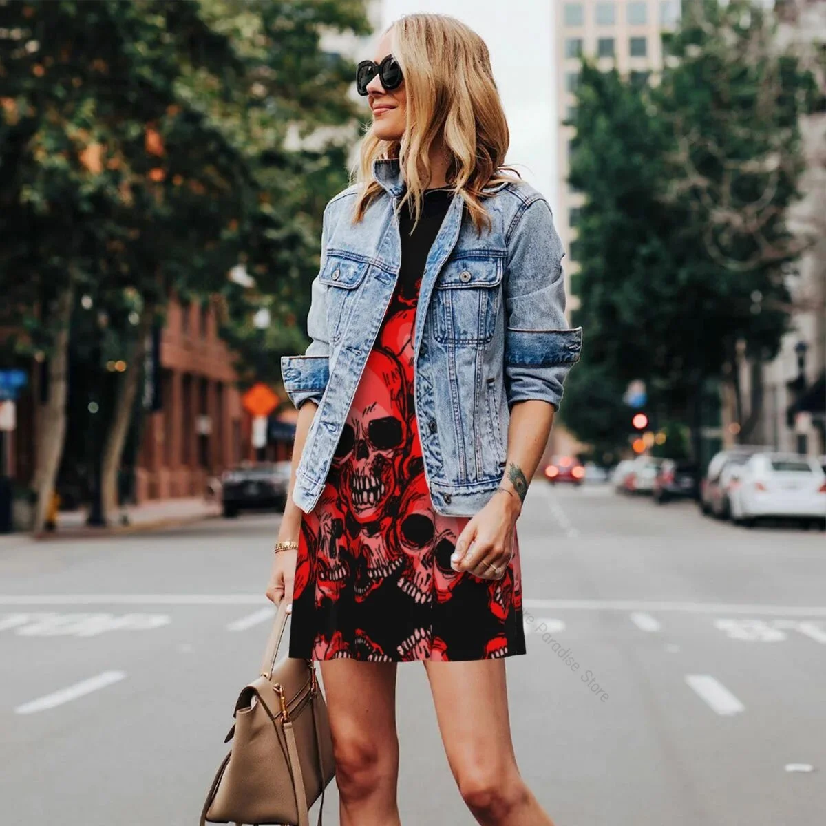 Damesjurk Schedel Zomer Casual T-shirt Jurken Strand Cover-up Tankjurk