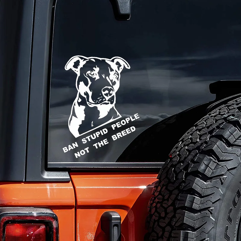15x20 سنتيمتر "بان غبي الناس لا تتلالة" بيتبول سيارة الوفير ملصقات نافذة ، لسيارة شاحنة فان شارات الموضة مادة الفينيل #4