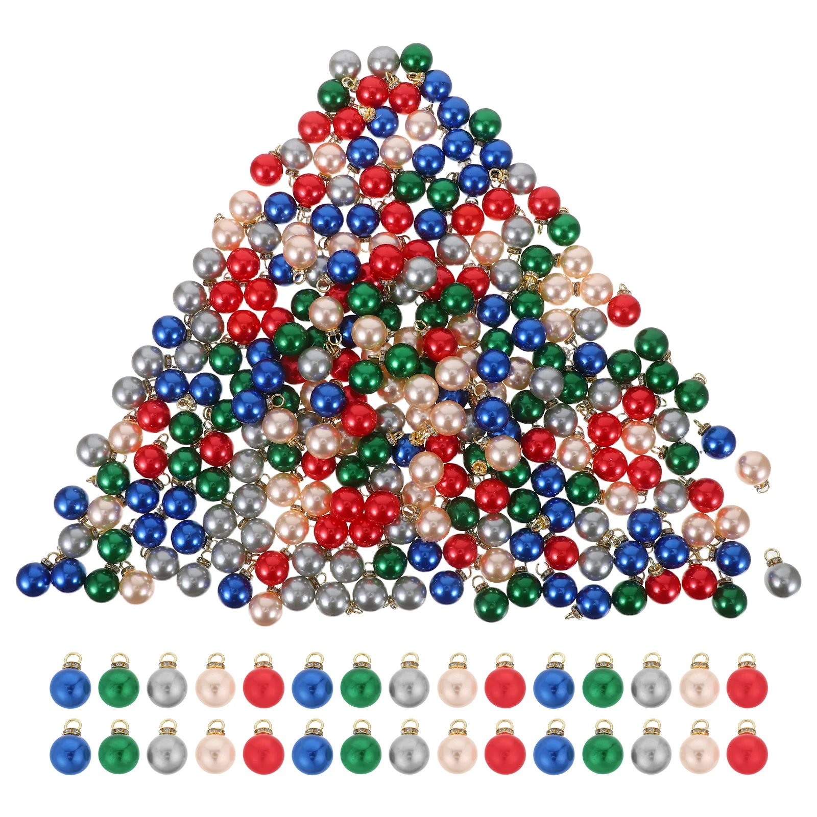 

250Pcs 16Mm Mini Christmas Plastic Light Bulb Beads Multicolour Imitation Pearl Pendants Shatterproof for DIY Craft Supplies