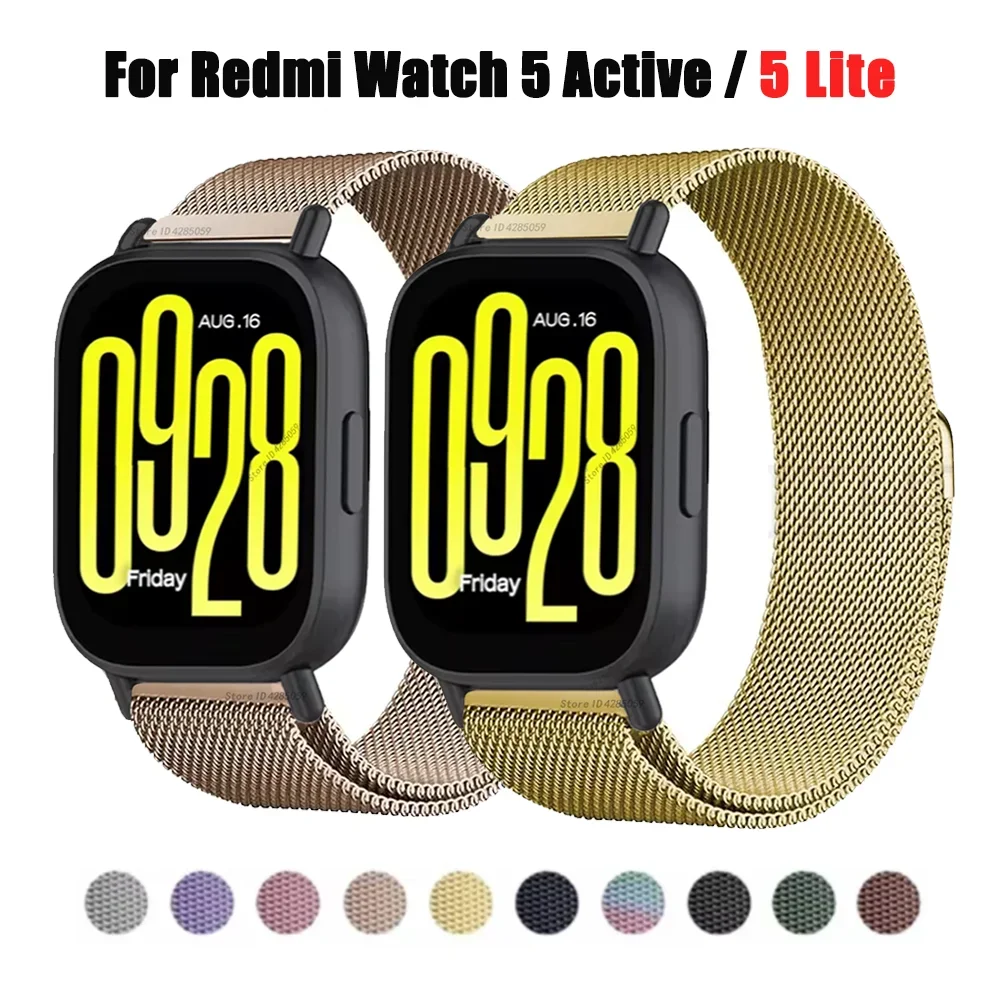 Magnetic Loop Band For Redmi Watch 5 Active Stainless Steel Bracelet 22mm Watchband For Redmi Watch 5 Lite Metal Strap Correa