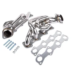 AP03 Shorty Manifold Header for Ford F150 F250 1997 1998 1999 2000 2001 2002 2003 5.4L V8 Engines Chrome Polished