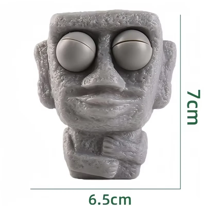 Stone Man libère le jouet anti-Stress rebond lentement Statue Moai douce presser les yeux Expression intéressante détendre le Stress cadeau pour enfants