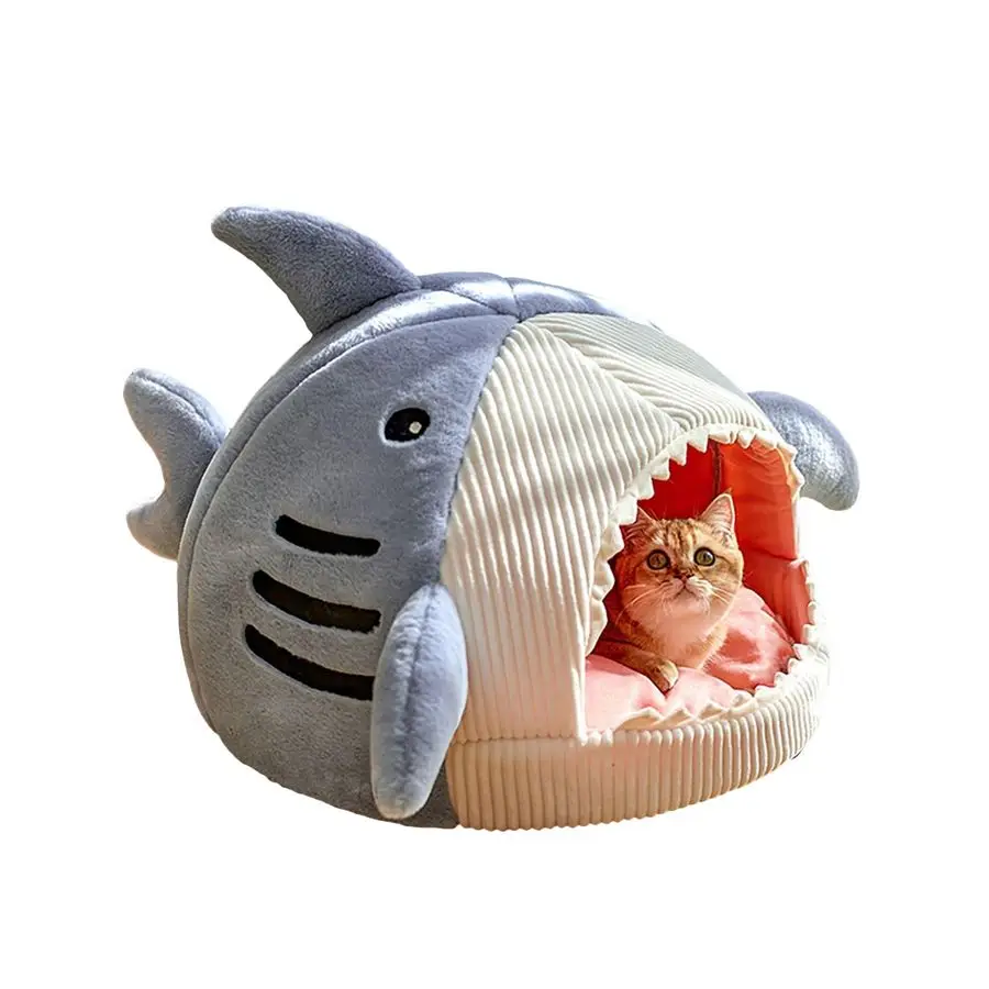 

Коврик для кошек в форме акулы, питомник, кровать для котенка, убежище, дом, теплый, мягкий, удобный, полузакрытый, гнездо для кошек и собак, синий L