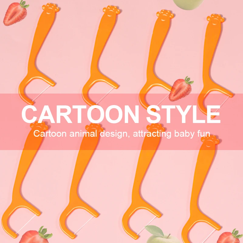 100 العصي الأطفال خيط تنظيف الأسنان برميل الخيط الملون للأطفال علاج دنت تنظيف الأسنان تقويم الأسنان بين الأسنان اختيار #4