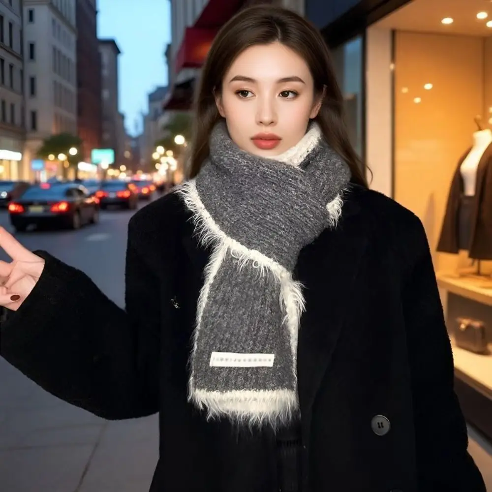 

Fashionable Solid Color Long Scarf Thick Wool Blend Long Strip Scarf Soft Winter Fluffy Scarf Outdoor Warm