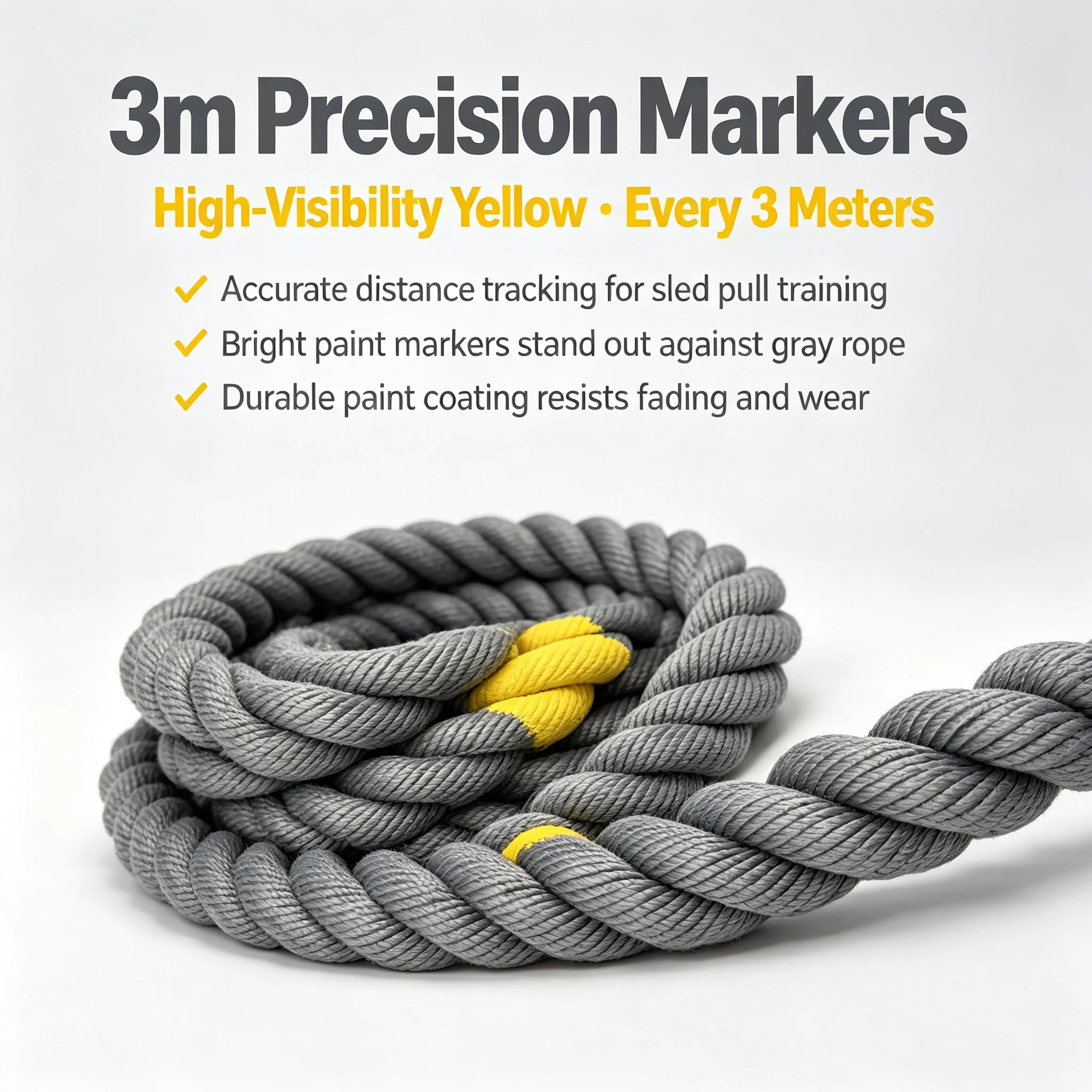 Heavy Duty Sled Pulling Training Rope Smooth Tough Surface Pressure Resistant For Functional Gym Exercise