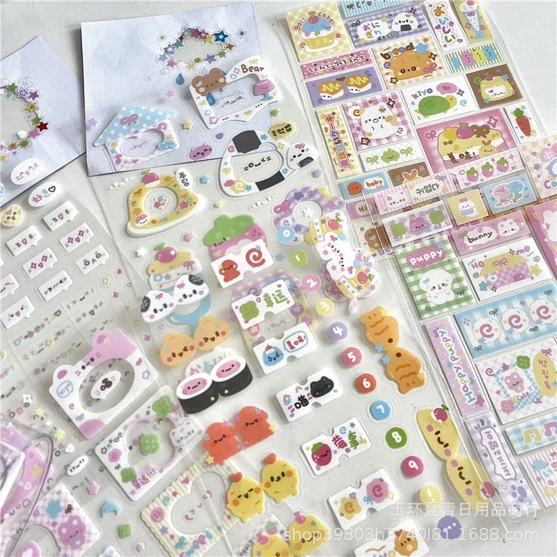

8Pcs Kawaii Japanese Cartoon Sushi Fish Cake Cut Film Stickers Cute Scrapbook Journal DIY Decor Transparent Phone Case Decals