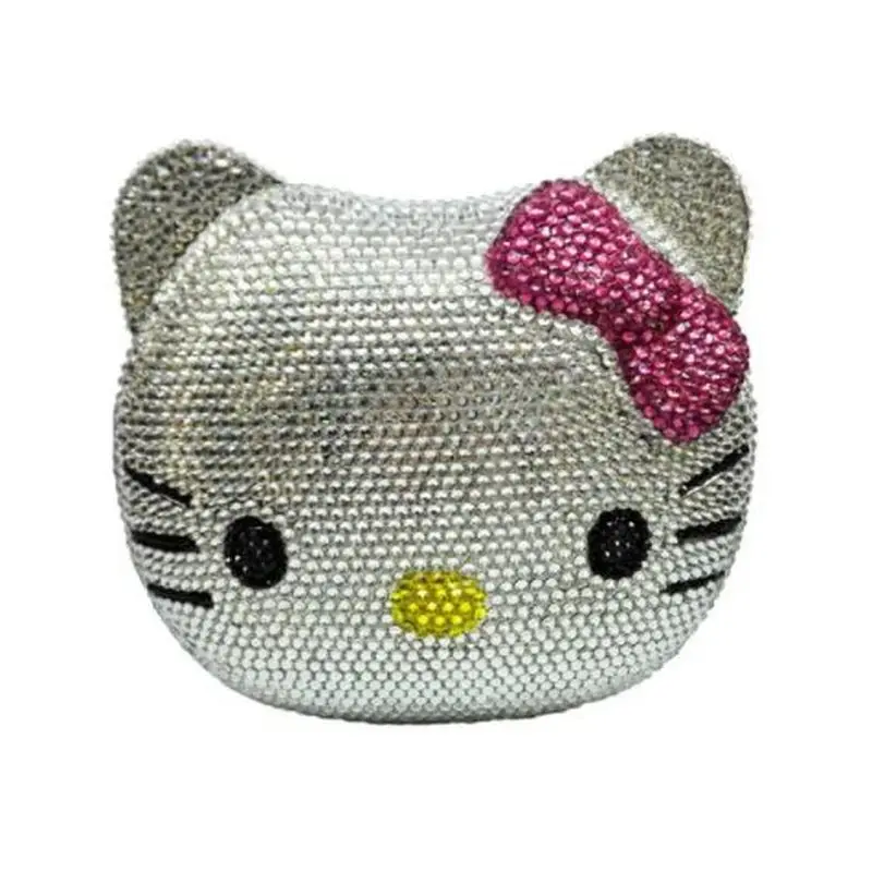 Hello Kitty New Anime Cartoon Shape Rhinestone Full Of Diamonds Dinner Bag Handmade Diamond-set Girl Lady Gifts Christmas Gifts