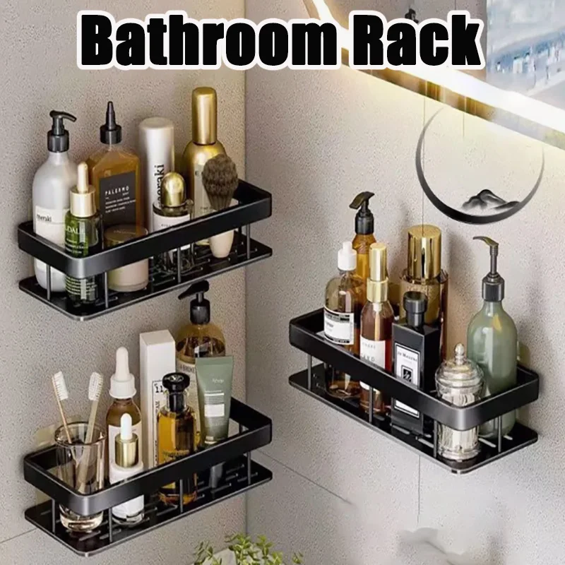 Wall mounted shower shampoo rack bathroom rack towel rack diamond free stand tripod wall hanging corner rectangular stand