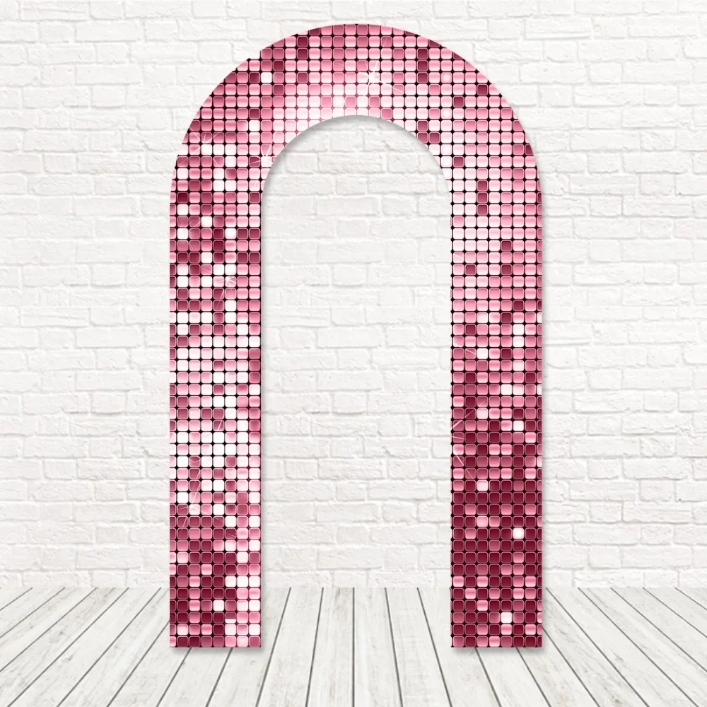 Impresiones de lentejuelas doradas, arco de pared abierto, marco de soporte de fondo para decoración de fiesta de cumpleaños y boda