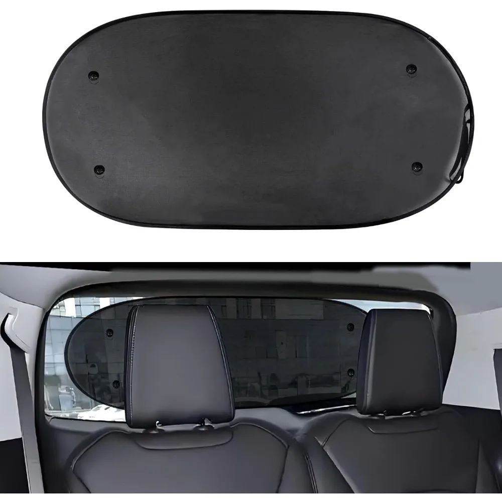 

car rear window sun shade, 39.76"×19.88" folding automotive windshield sun shade with suction cup, universal rear facing car sea