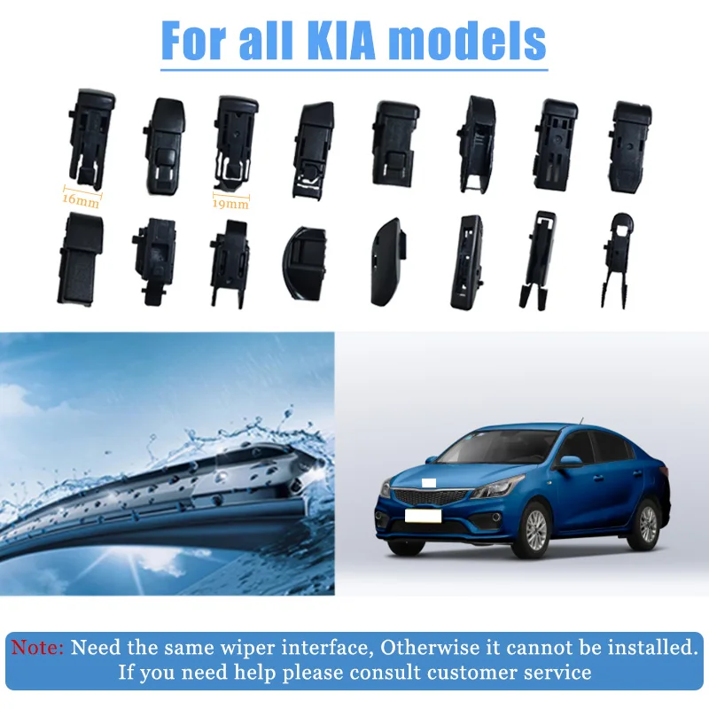 

For KIA 1PCS Universal Car Windshield Wiper Blades Soft Rubber Automotive Replacement Wiper Easy to Install