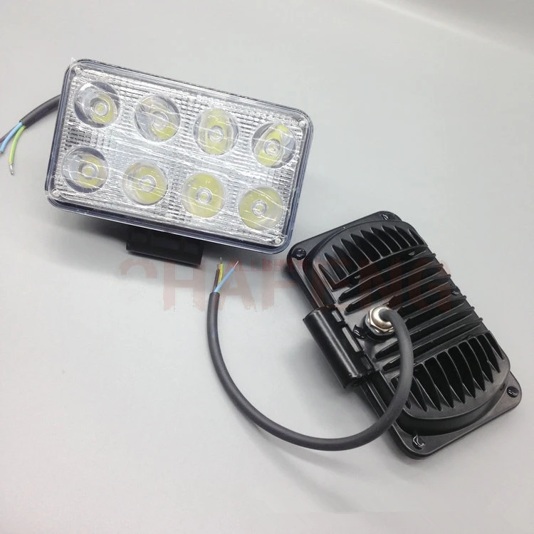 Excavator Engineering Vehicle Off-Road Vehicle Car 8-Bead Square LED Work Light Super Bright 24W Roof Light