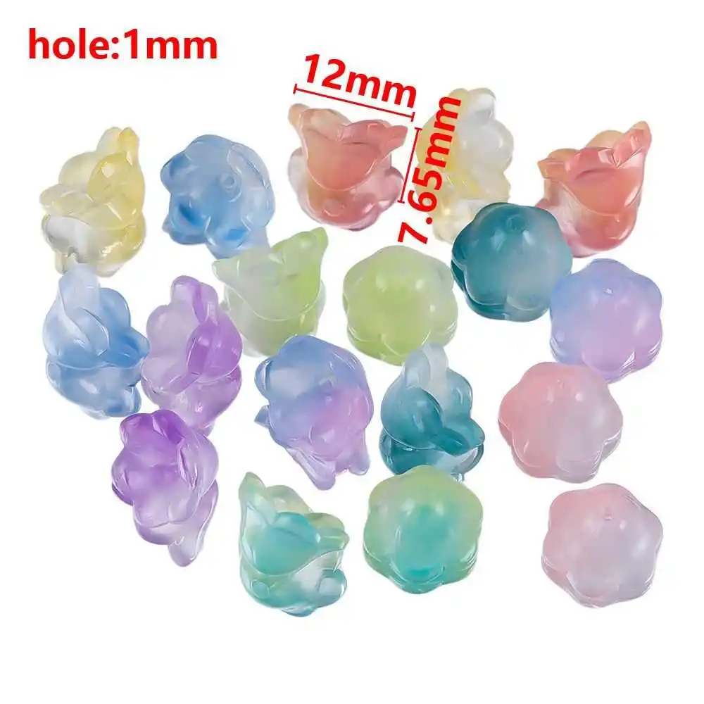 100 قطعة 10 قطعة زهرة ملونة شكل الزجاج الخرز فضفاض خزر عازل لصنع المجوهرات دبوس الشعر أساور أقراط DIY بها بنفسك اكسسوارات