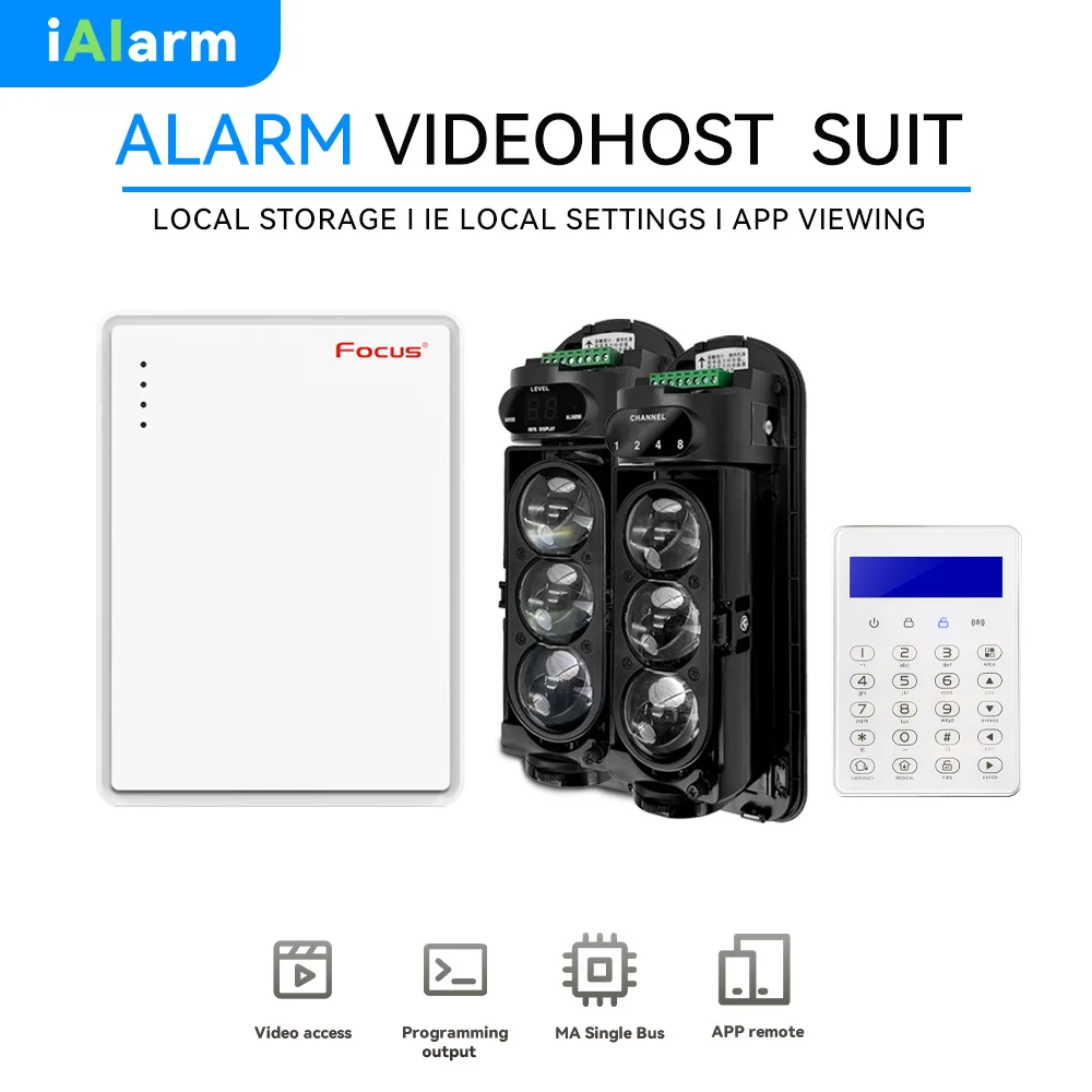 iAlarm Wired Infrared Beam Detector Host Suit, 250M Wired Barrier Detector, For Home Burglar Security 433MHz