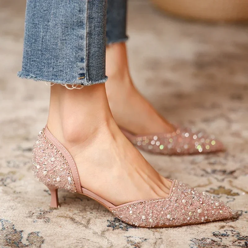 Shoes Rhinestone High Heels Women Pumps Sexy Pointed Party Women Sandals Heel Stiletto Wedding Shoes Zapatillas Mujer