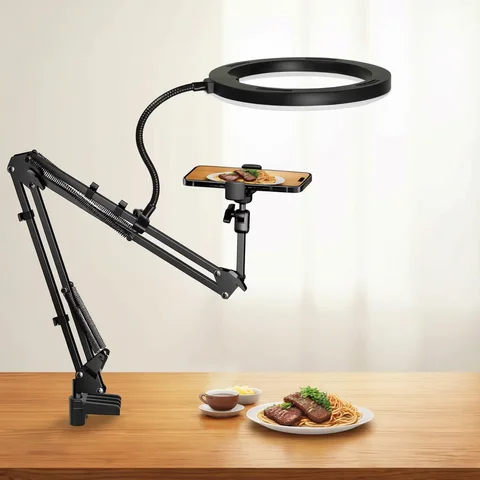 Live Stand Mobile Phone Professional Overhead Lighting Fixed Shooting Camera With Instructi Recording Video Selfie Stick