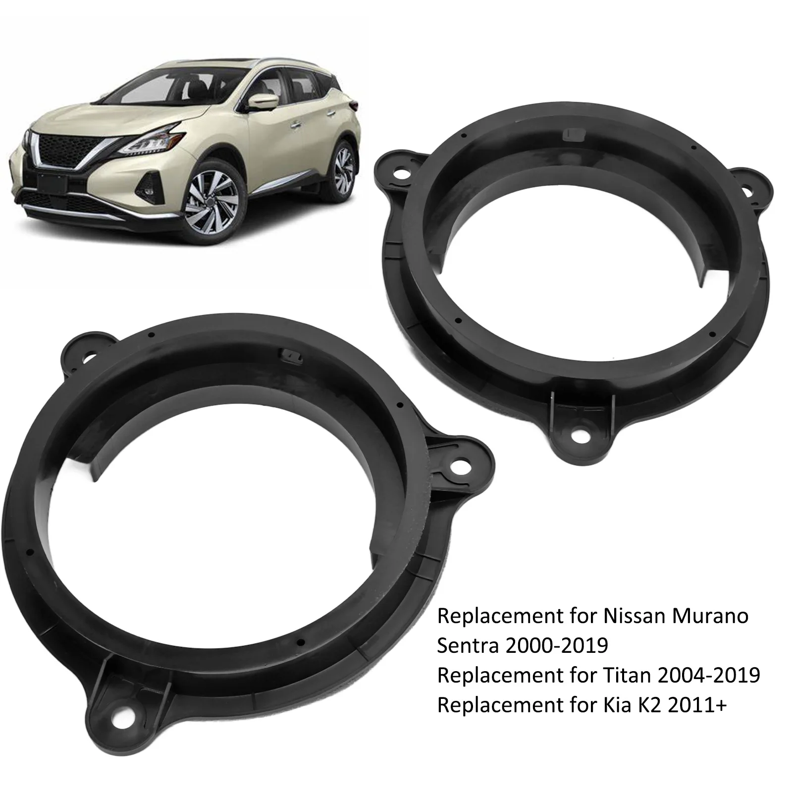 

2pcs 6.5in Black Speaker Adapter Bracket Ring With 2 Wire Harness Replacement For Nissan Murano Sentra 2000‑2019