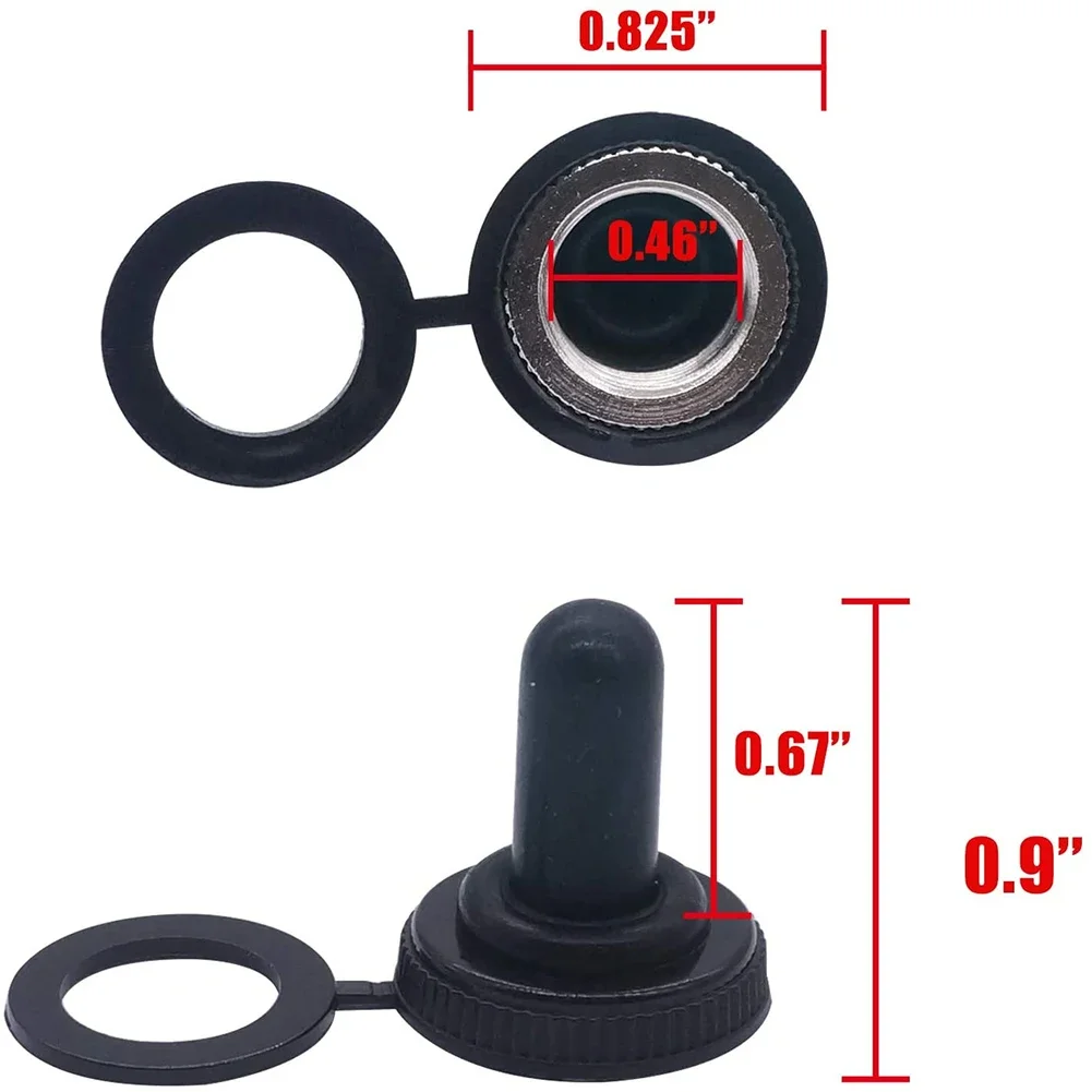 10Pcs Toggle Switch Rubber Resistance Boot Cover Kit 12mm Cap Waterproof Black Cap 24mm Height Electrical Equipment Parts