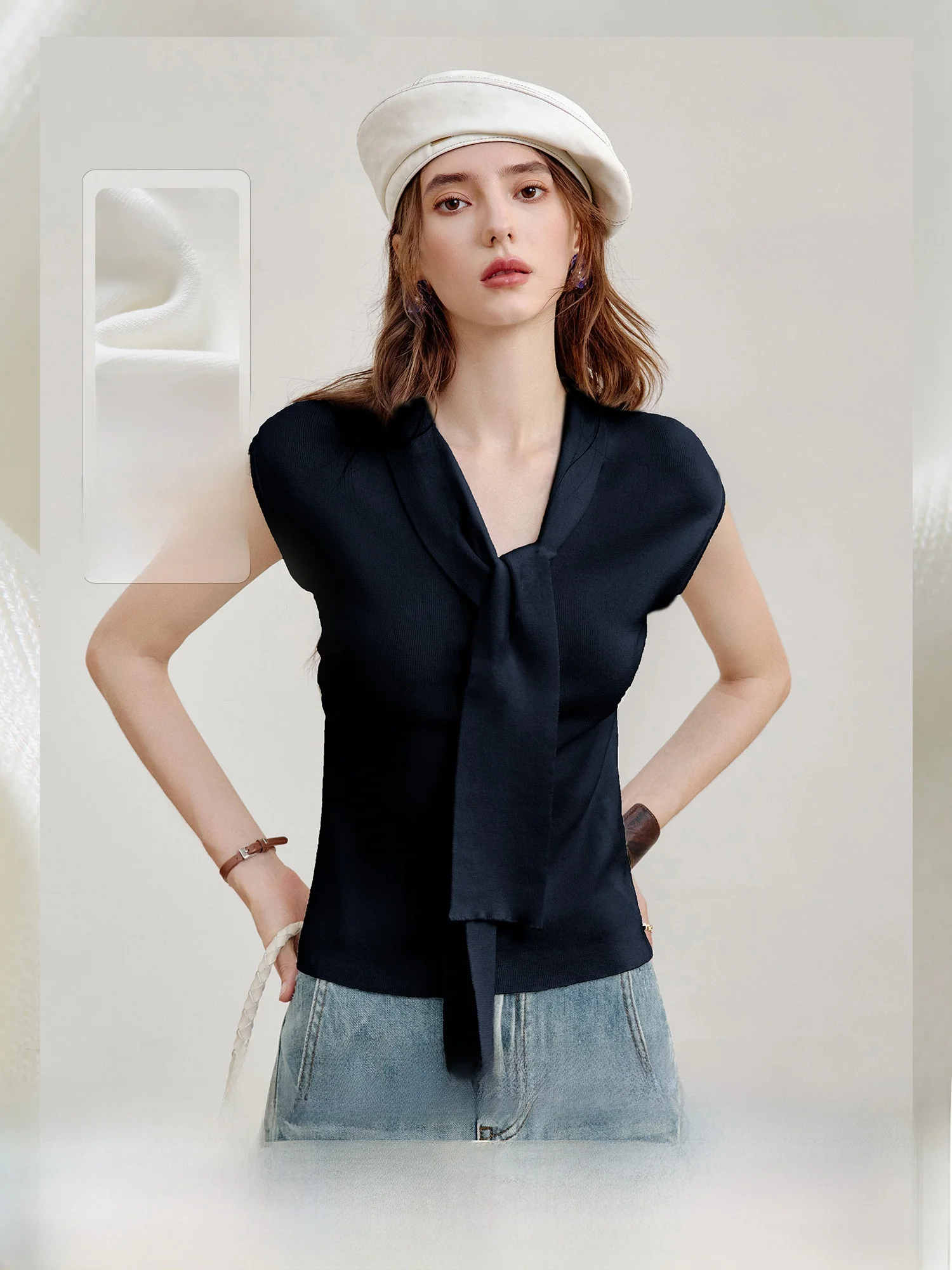 

Женский топ из вискозного трикотажа с V-образным вырезом и коротким рукавом от Pumpkin Valley – повседневная модная летняя блузка