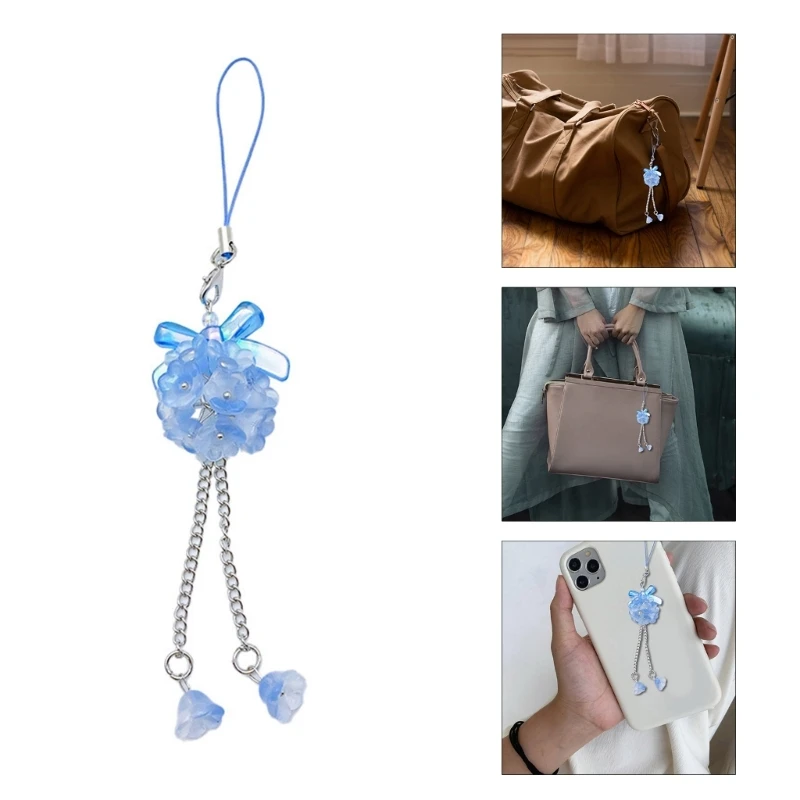 Bag Charm Hydrangea Phone Pendant DIY Handmade Backpack Accessory for Phone