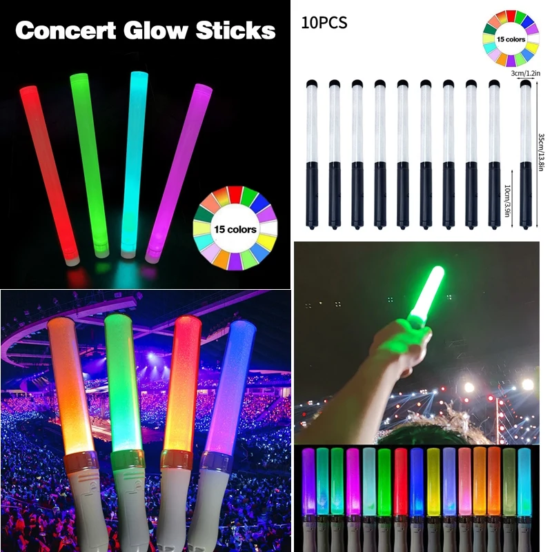 

1/2/3/6/8/10pcs Glow Sticks 15Color Lightstick Kpop Idol Concerts Wedding Decoration Birthday Party Supplies Glow in the dark
