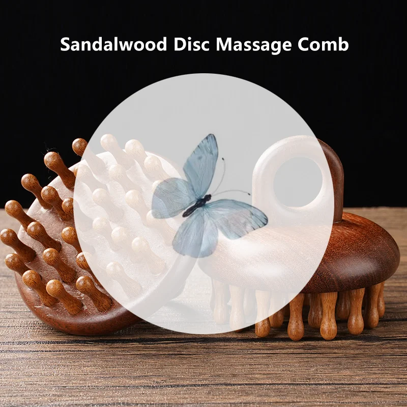 مشط تدليك متعدد الوظائف أدوات مساج المحمولة الدائرية الأسنان جواشا أمشاط الخشب العلاج فروة الرأس مدلك مع حلقة