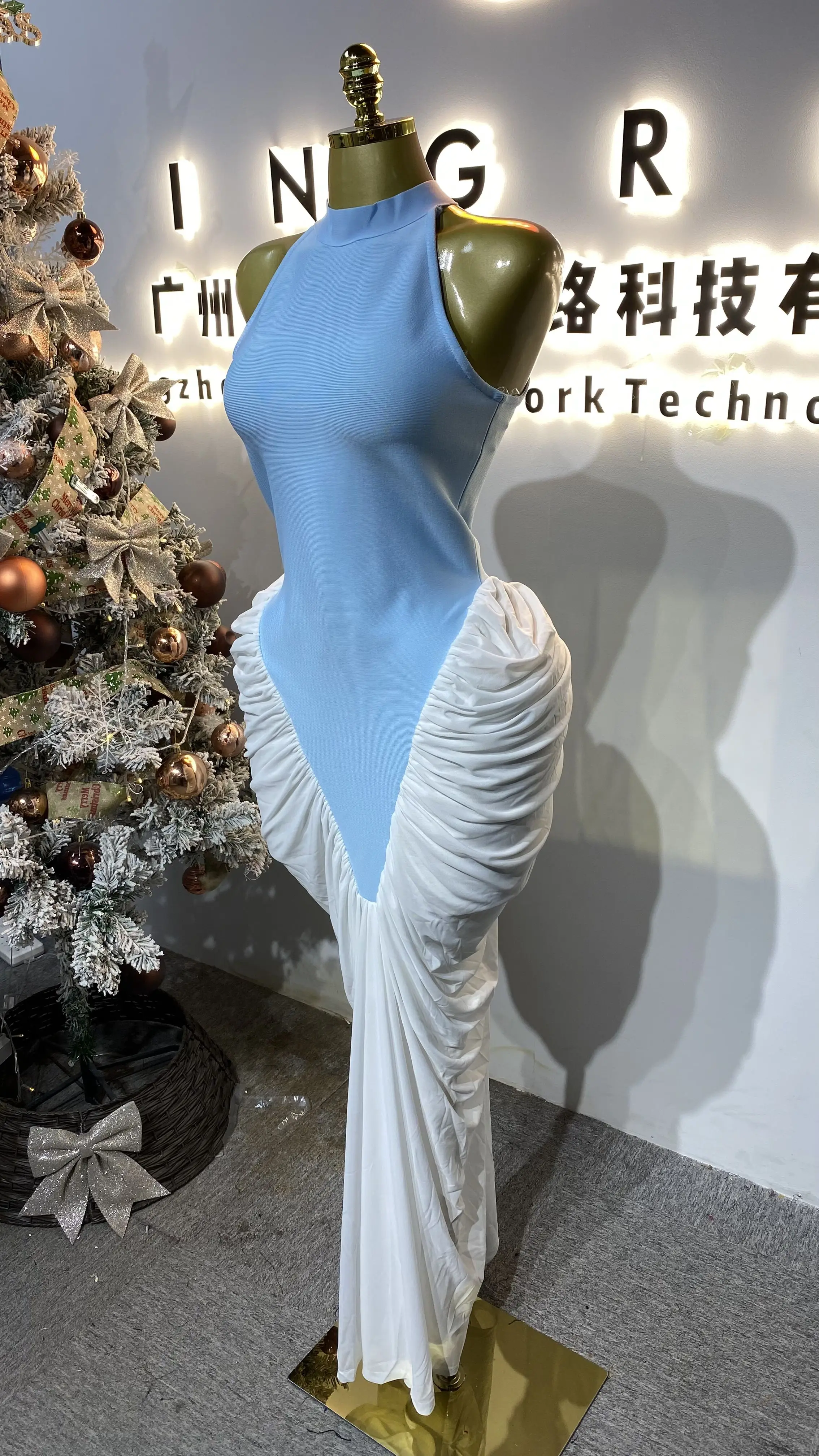 Sexy ruffled summer chic sleeveless dress hot-selling bodycon dress Maxi dress luxury dress-GZXX446