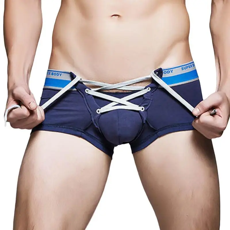 SUPERBODY Brand Men\'s Sexy Underwear Cotton Men Boxers Shorts Drawstring Bundle Underpants Penis Pouch Designed Boxers For Man