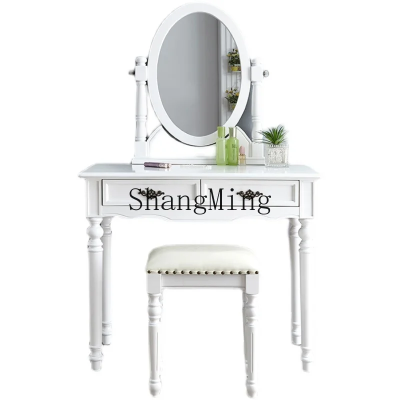 

ZJH all solid wood modern mini dresser American small apartment makeup table bedroom simple dressing cabinet