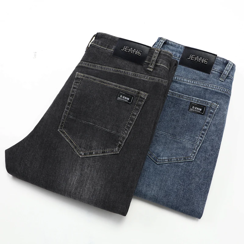 2025 Spring Autumn Men's High Quality Loose Straight Leg Stretch Jeans Plus Size Business Casual Office Ready Comfort Fit