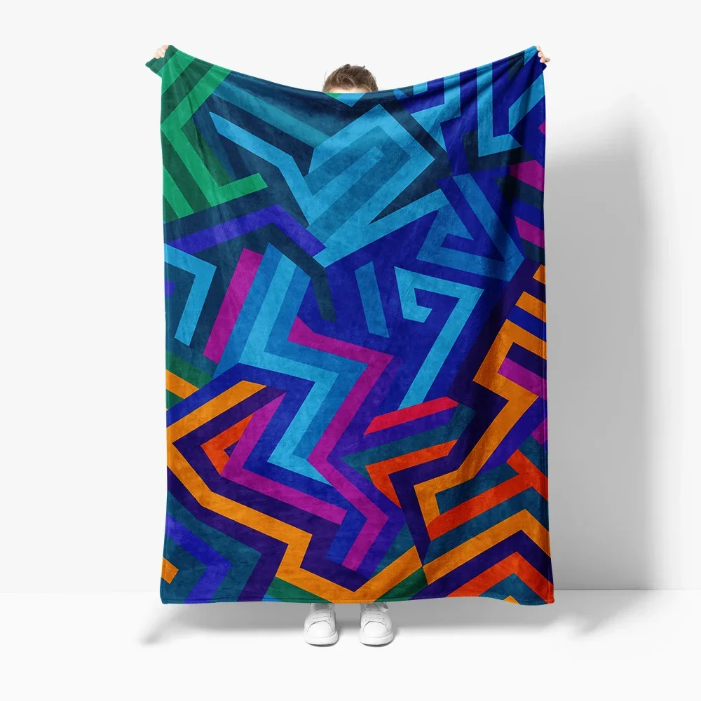 بطانيات بنمط هندسي نابض بالحياة ناعمة دافئة من الفلانيل الاسكتلندي جحر الحيوانات الأليفة رمي بطانية للسرير الأريكة المفارش لحاف البطانيات #6