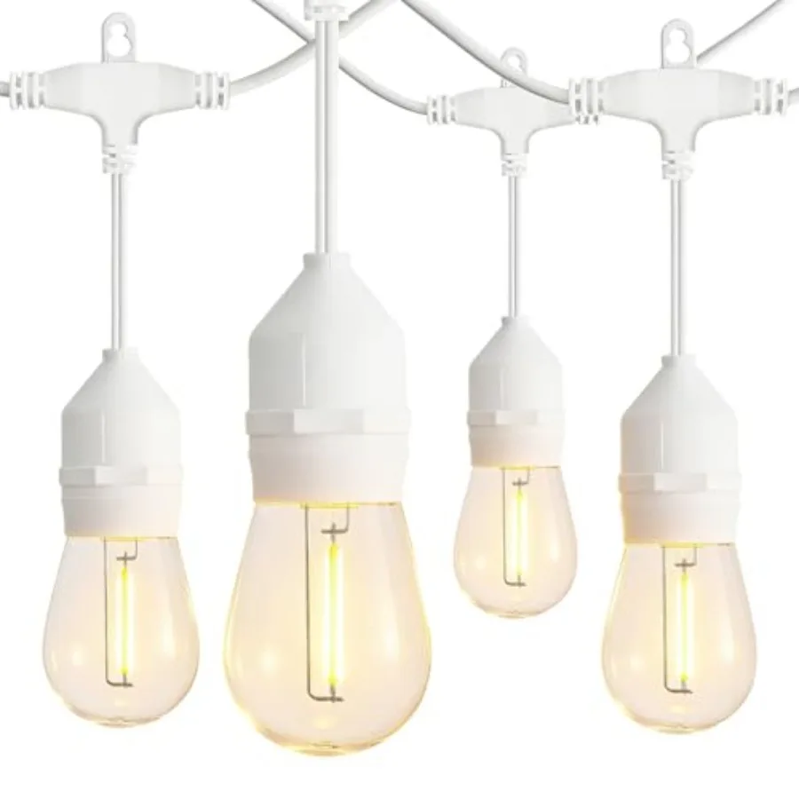 

Outdoor String Lights, 50Feet Waterproof Patio Lights with 1W Dimmable LED Bulbs, Hanging String Lights for Outdoor Backyard, G