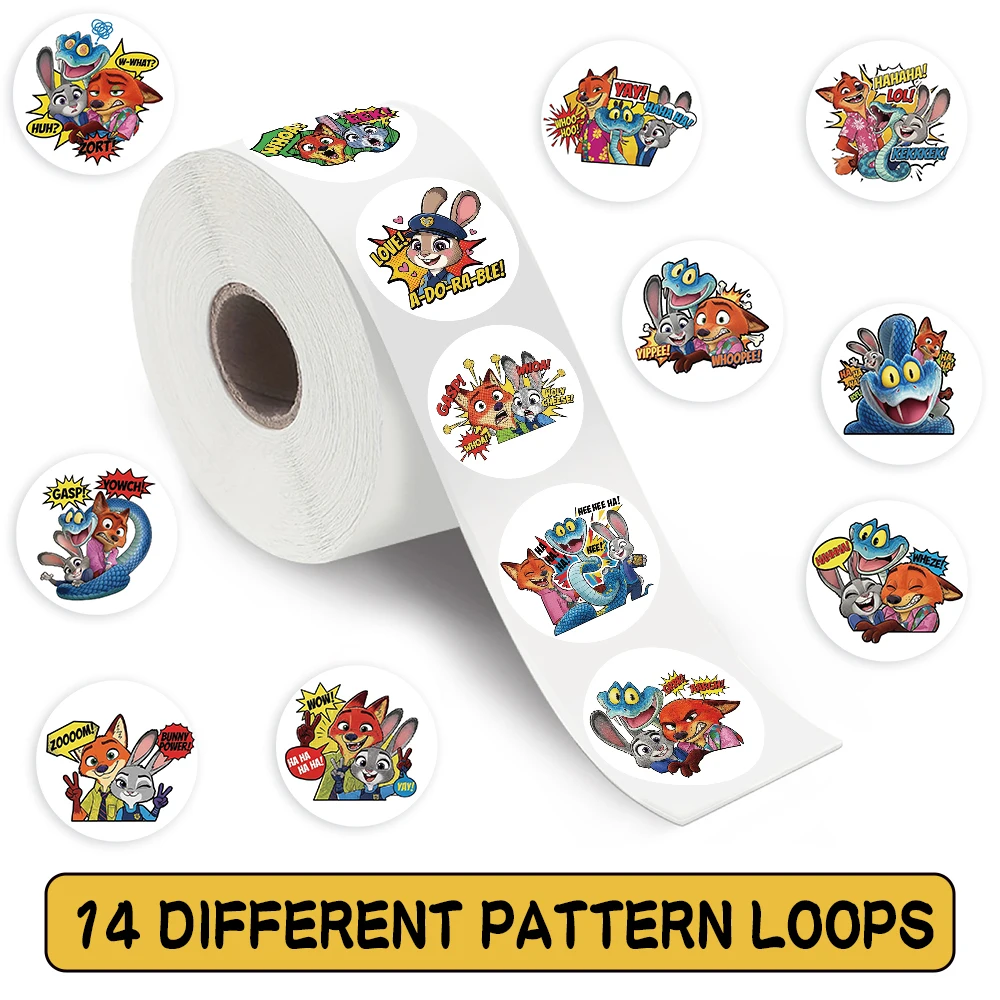 500 قطعة/لفة مضحك أنيمي فيلم Zootopia 2 ختم ملصقات للتسمية لطيف الكرتون جودي نيك ملصق DIY بها بنفسك دفتر مكافأة الشارات لعبة الهدايا