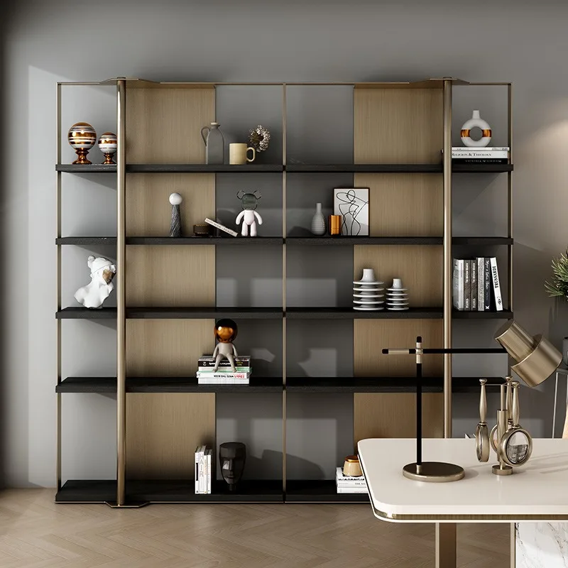 Italian minimalist stainless steel bookshelf shelf, light luxury design, a variety of sizes and colors are available